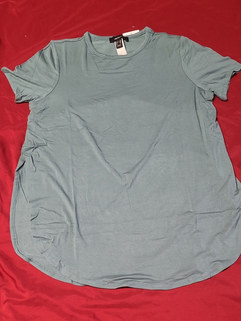 Forever 21 Women's Light Sage Short Sleeve Scoop Neck Tee